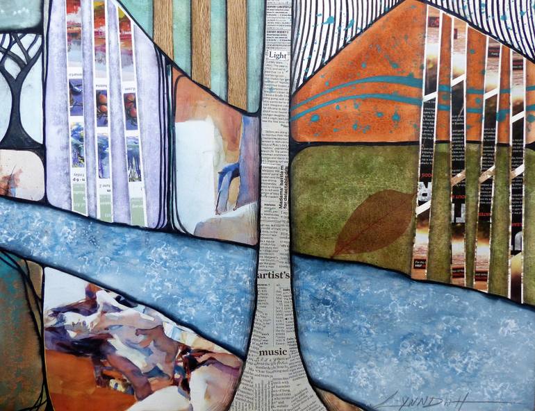 Original Abstract Landscape Collage by Linda Klein