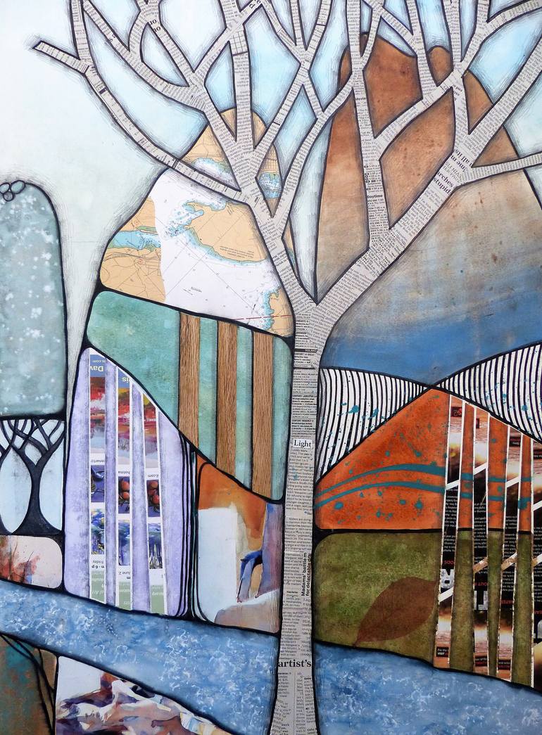 Original Abstract Landscape Collage by Linda Klein