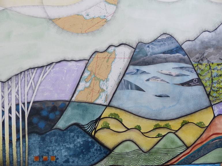 Original Abstract Landscape Collage by Linda Klein