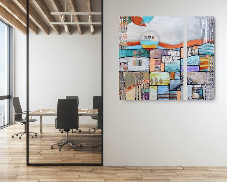 Original Abstract Landscape Collage by Linda Klein