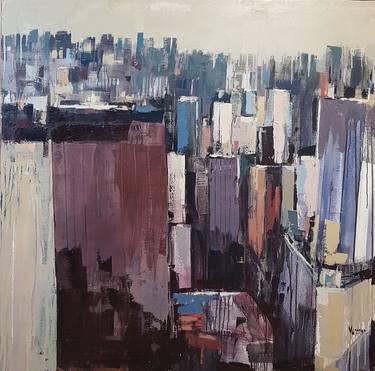 Original Abstract Cities Paintings by Agustin Vaquero