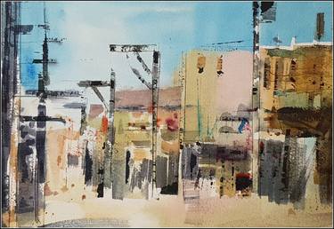 Original Abstract Expressionism Cities Paintings by Agustin Vaquero