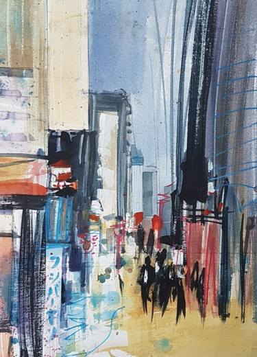 Original Abstract Expressionism Cities Paintings by Agustin Vaquero