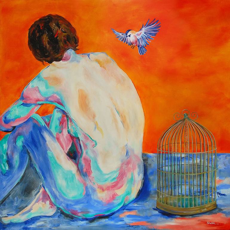 Original People Painting by Shubhi Ranjan | Abstract Art on Canvas | Set me Free
