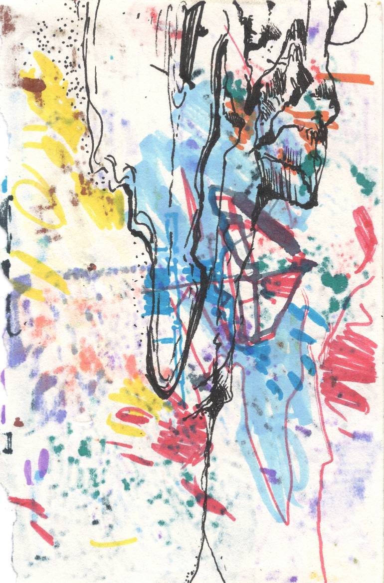 Original Abstract Expressionism Seascape Drawing by Cláudia Peralta