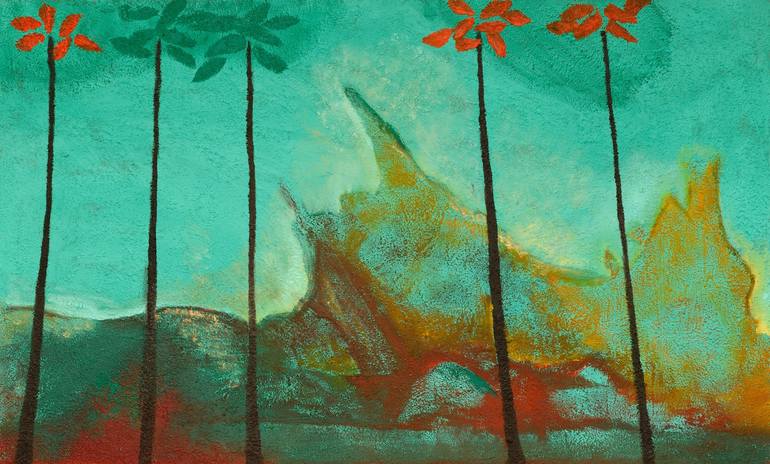 Five palm trees Painting by Claudia Lopez | Saatchi Art
