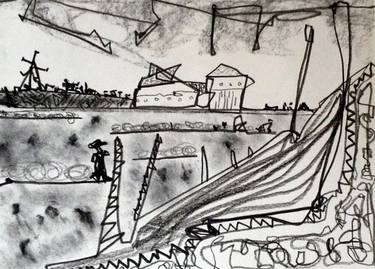 Original Expressionism Landscape Drawings by Yaniss Beni