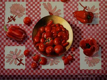 Tomatoes on an Indian cloth thumb