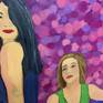 Oil on canvas. This painting is based on multiple reference photos that were later put together to create one scene. None of the women were in the room together.
