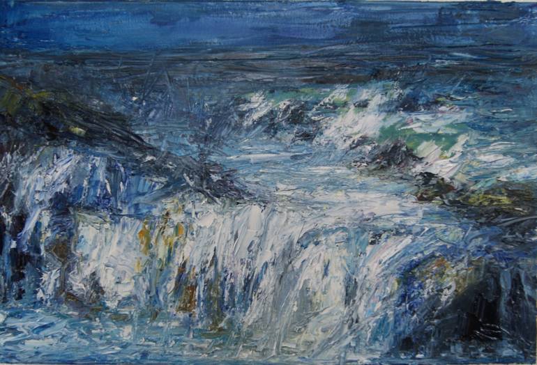 Sea Over Rocks Painting by Sarah Morley | Saatchi Art