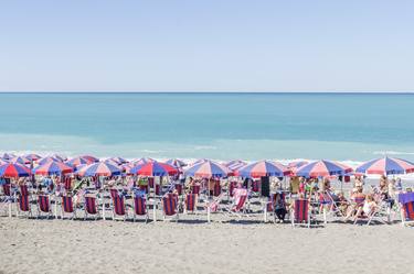 Paolo Red And Blue Beach Umbrellas, Calabria, Italy thumb