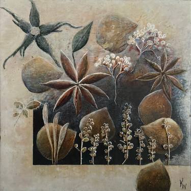 Original Abstract Botanic Mixed Media by Kim Walker