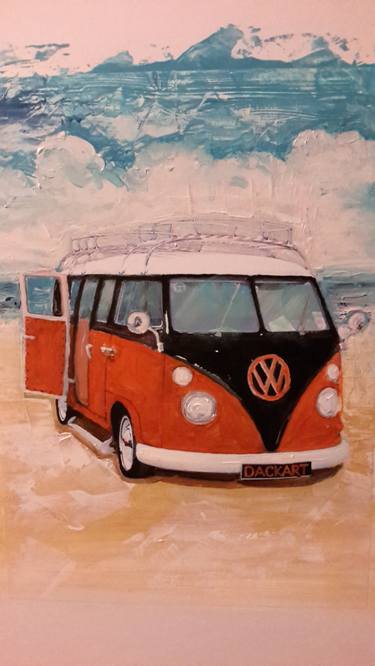 VW Split Screen Camper painted on Canvas/Board thumb