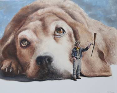 Original Figurative Dogs Paintings by Rudolf Kosow