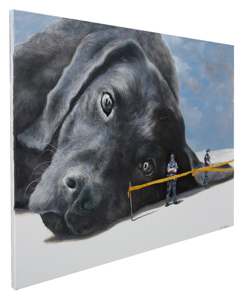 Original Figurative Dogs Painting by Rudolf Kosow