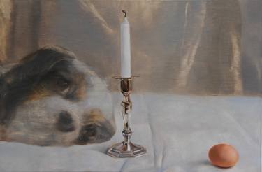 Still Life with Dog, Candle Holder and Egg thumb