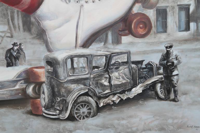 Original Figurative Automobile Painting by Rudolf Kosow