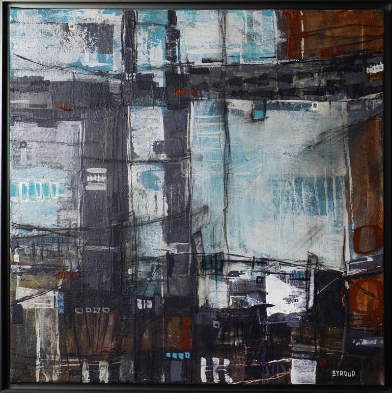 Original Abstract Cities Painting by DANIEL STROUP