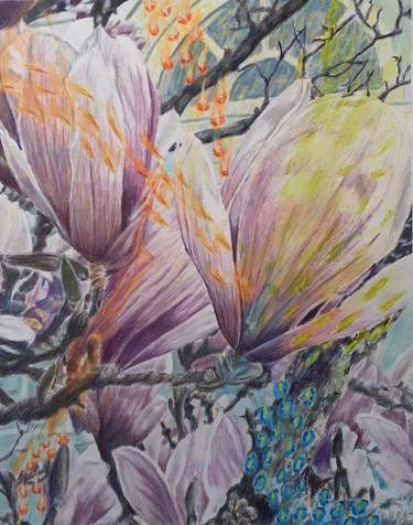 Original Expressionism Floral Drawings by Charles Wesley