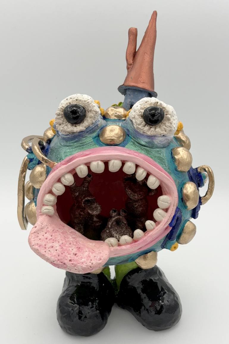 Original Imaginary Creature Humor Sculpture by Margaret Ann Withers