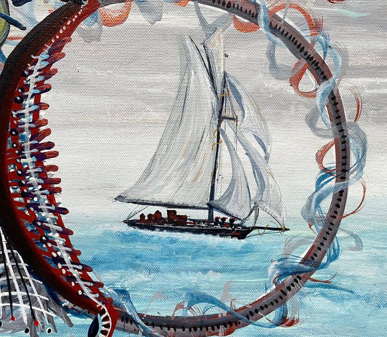 Original Surrealism Boat Painting by Margaret Ann Withers