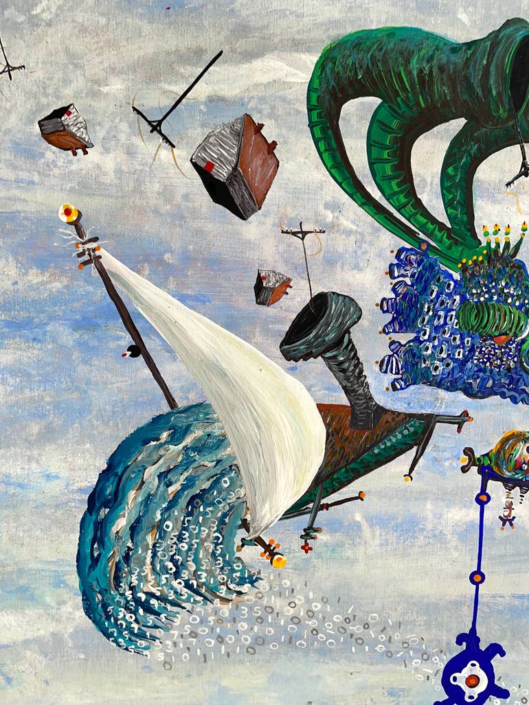 Original Modernism Fantasy Painting by Margaret Ann Withers