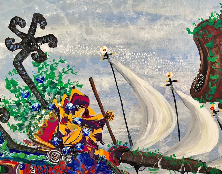 Original Modernism Fantasy Painting by Margaret Ann Withers