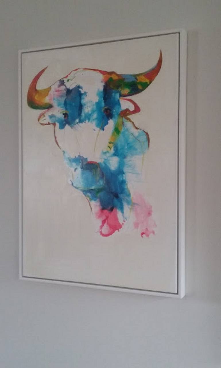 Original Abstract Expressionism Cows Painting by John Giese