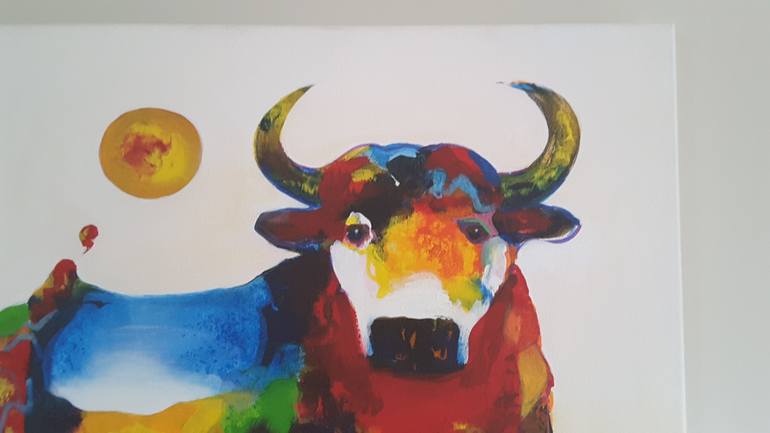 Original Abstract Expressionism Cows Painting by John Giese