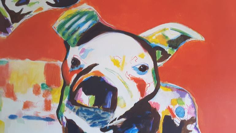 Original Abstract Dogs Painting by John Giese