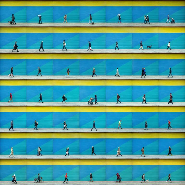Original People Photography by Xan Padron | Documentary Art on Paper | Time Lapse. Hudson Square (Blue), NYC