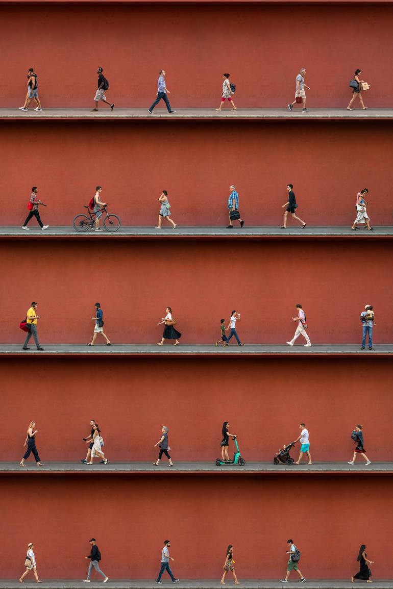 Original People Photography by Xan Padron | Conceptual Art on Paper | Copy of Time Lapse. Landstrasse, Vienna