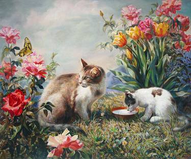Print of Cats Paintings by Svitozar Nenyuk