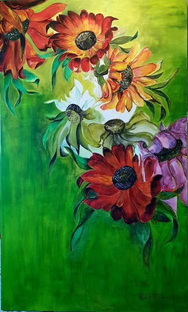 Original Fine Art Floral Paintings by Danny Raven TAN
