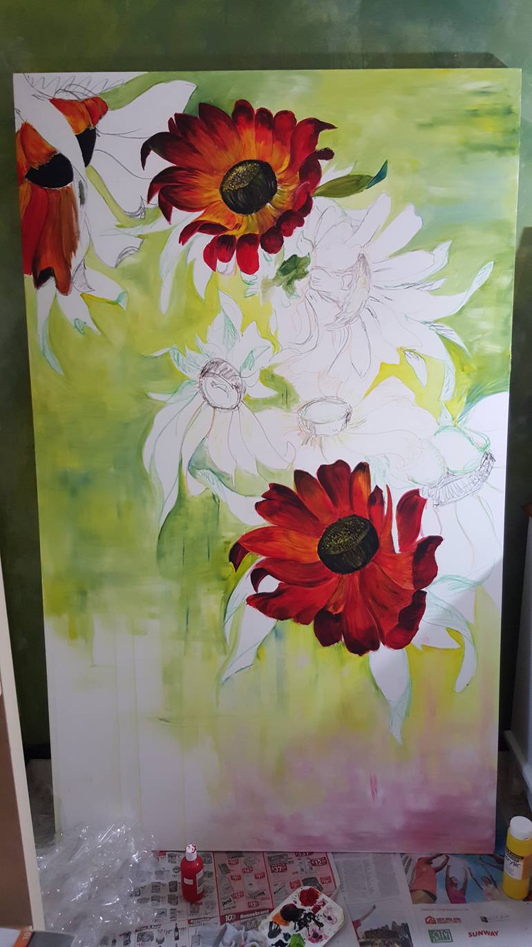 Original Impressionism Floral Painting by Danny Raven Tan