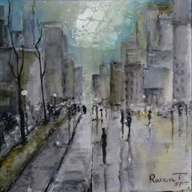 Original Abstract Expressionism Cities Paintings by Danny Raven TAN