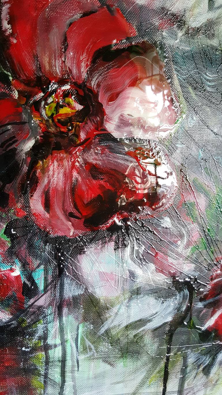 Original Abstract Expressionism Floral Painting by Danny Raven TAN