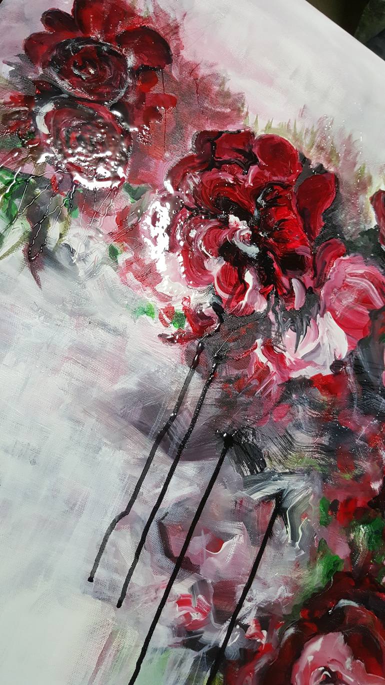 Original Abstract Expressionism Floral Painting by Danny Raven TAN