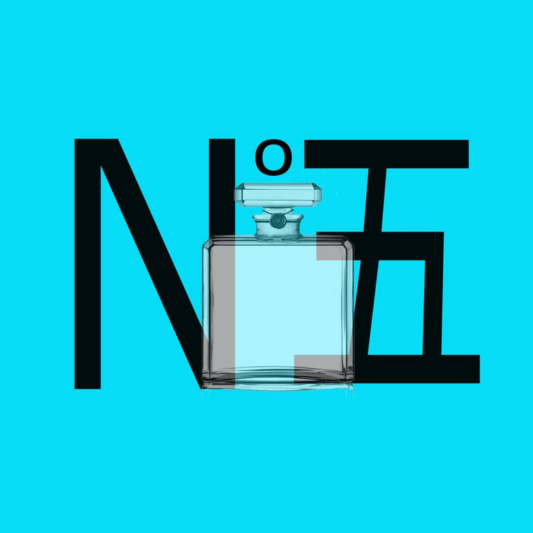CHANEL NO.5 (IN CHINESE 五 - BLUE) Mixed Media by Danny Raven TAN