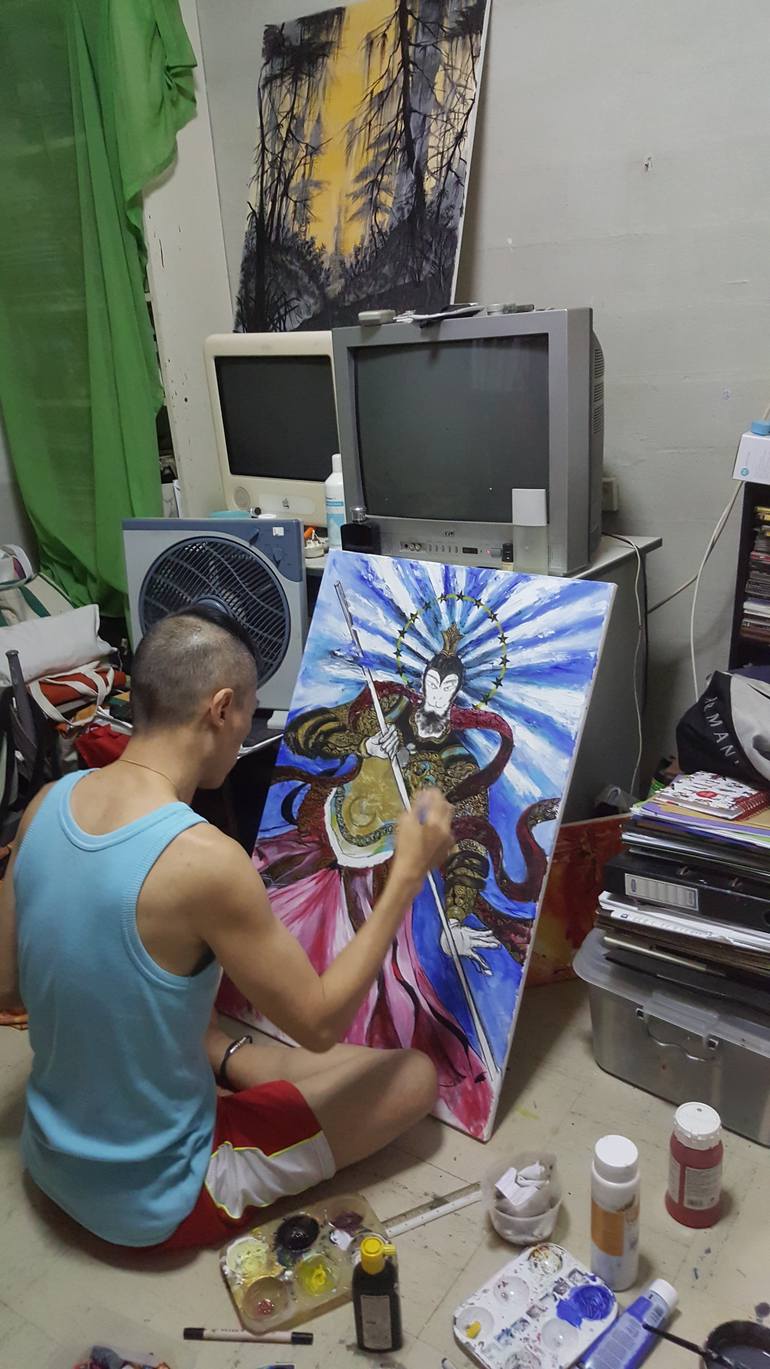 Original Conceptual Pop Culture/Celebrity Painting by Danny Raven Tan