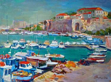 Original Impressionism Boat Paintings by Vyrvich Valentin