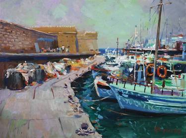 Original Impressionism Boat Paintings by Vyrvich Valentin