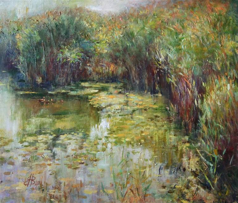 The reeds, Painting by Vyrvich Valentin | Saatchi Art