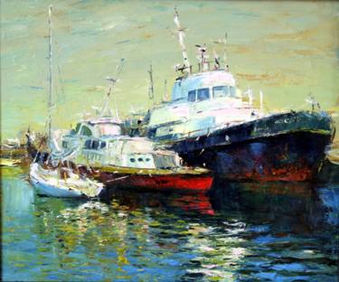 Original Impressionism Ship Paintings by Vyrvich Valentin
