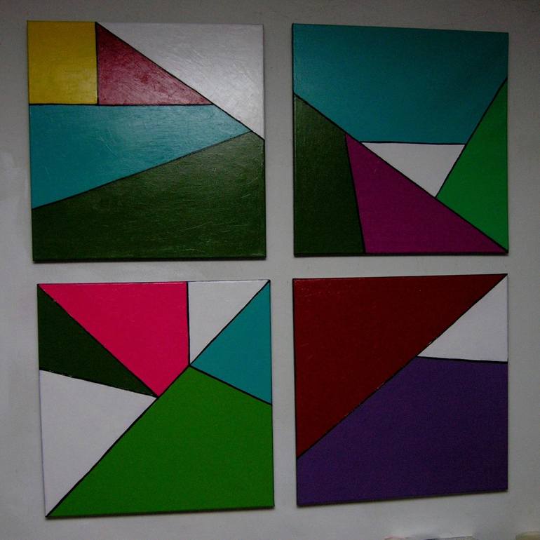 Set of 4 Geometric Shapes Painting by Leslie Wilson | Saatchi Art
