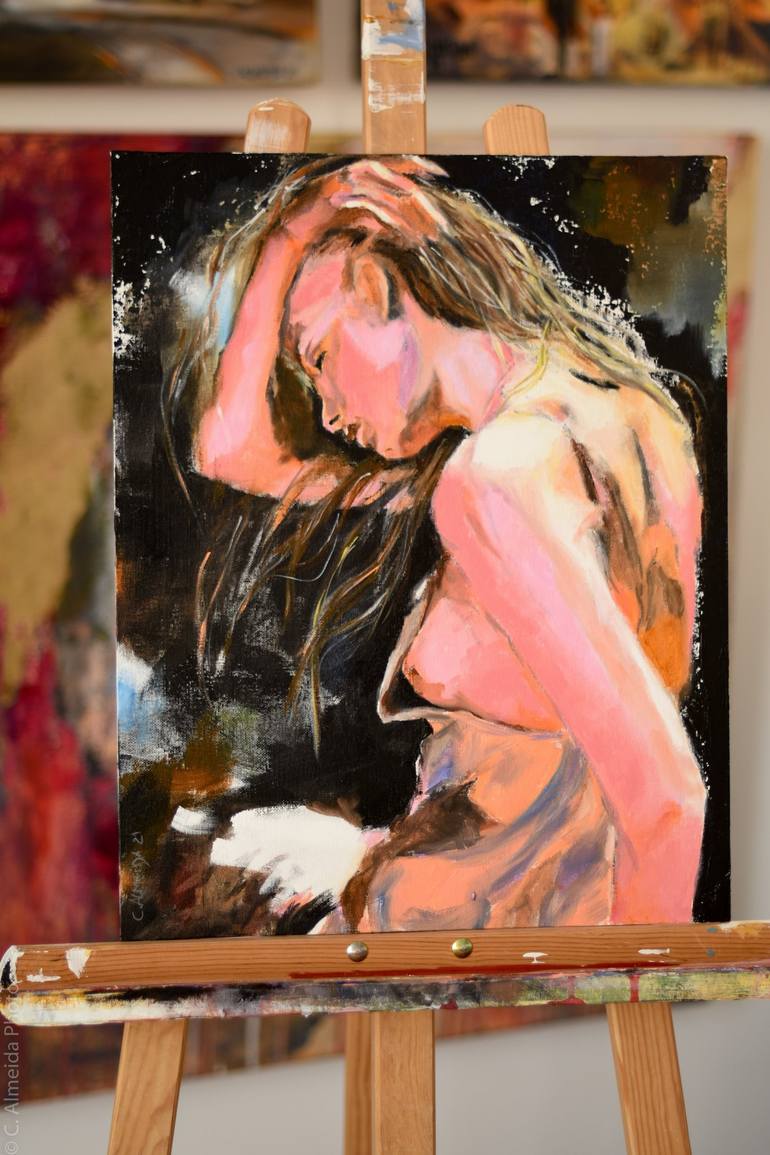 Original Expressionism Nude Painting by Carmo Almeida