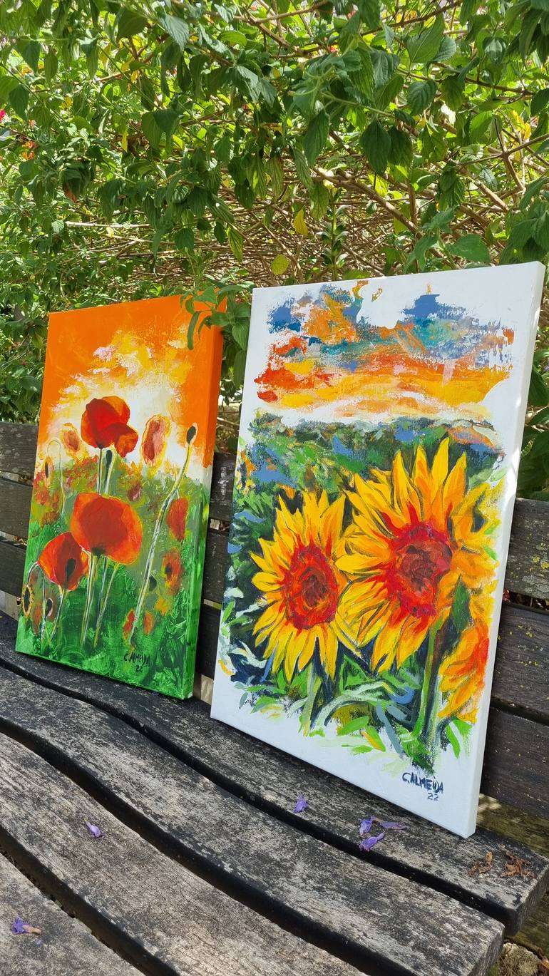 Original Abstract Expressionism Floral Painting by Carmo Almeida