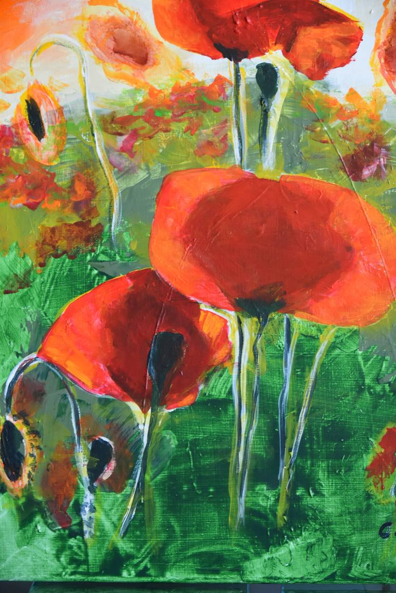 Original Abstract Expressionism Floral Painting by Carmo Almeida