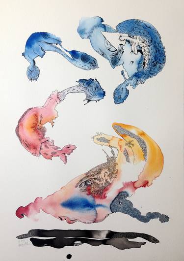Print of Abstract Expressionism Animal Drawings by Herve All