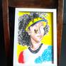 I was taken by a photograph of the tennis player Naomi Osaka and a butterfly landed on her face.  It happened during Australian tournament, and it was said that it was a form of blessing. I created image with vibrant colors, with a touch of early religious painting